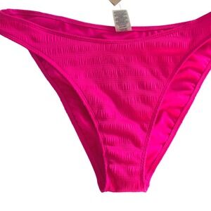 Womens Bikini Bottoms Bright‎ Pink Textured Stretch Recycled Size XXL